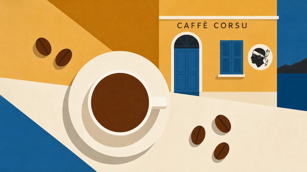 Des touristes consultent leur plan sur smartphone, attablés à la terrasse d’un café corse.
