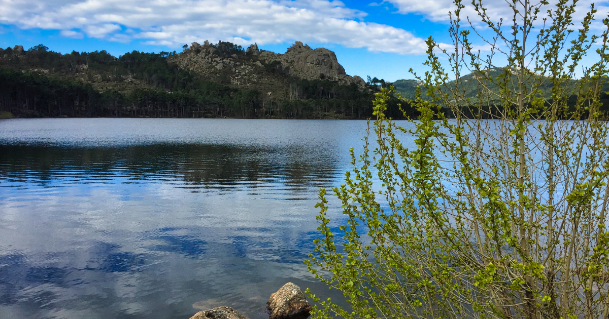 Sentier de randonnée ombragé vers le Lac de Creno au lever du soleil